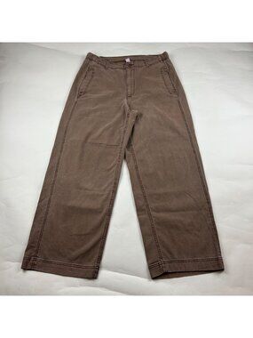 TALL Old Navy Espresso Bark Brown Canvas High Rise Wide Leg Chino Pant 14T